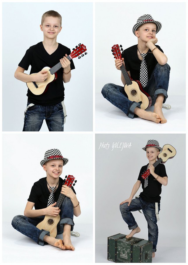 collage chlapec s gitarou